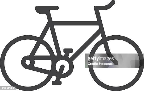 bicycle line icon - riding bicycle stock illustrations