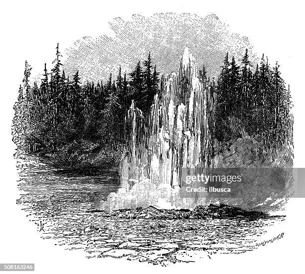 antique illustration of 'a minute man' geyser - boston common spring stock illustrations