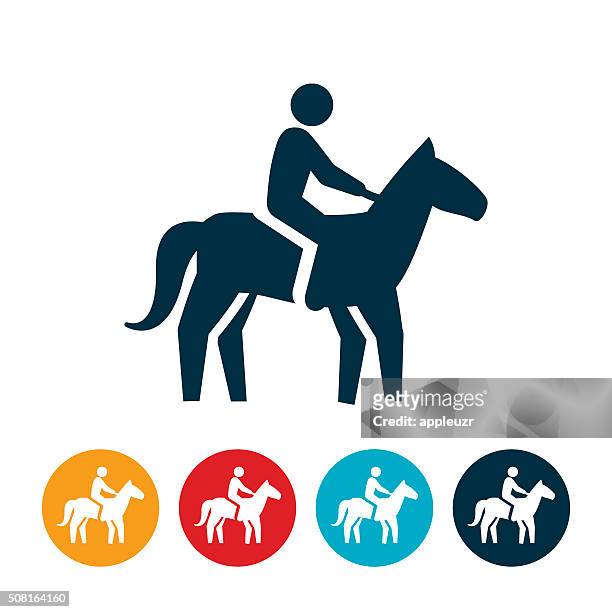 horseback riding icon - horse riders stock illustrations
