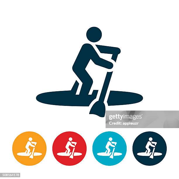 stockillustraties, clipart, cartoons en iconen met paddleboarding icon - paddleboard