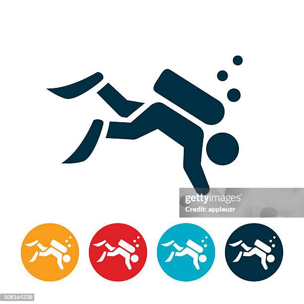 illustrations, cliparts, dessins animés et icônes de icône de plongée sous-marine - plongée sous marine autonome