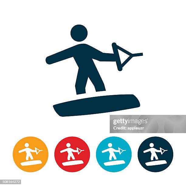 wakeboarding-symbol - wakeboarden stock-grafiken, -clipart, -cartoons und -symbole