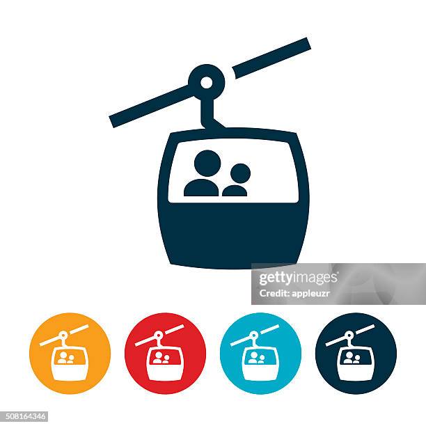 gondola lift icon - overhead cable car stock illustrations