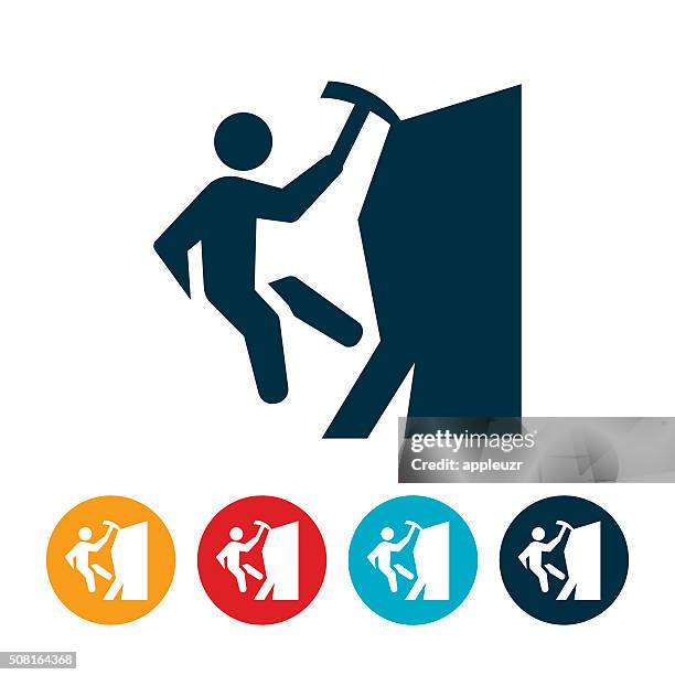 ice climbing icon - ice climbing stock illustrations