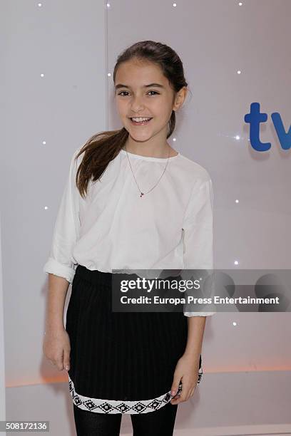 Maria, winner of 'MasterChef Junior 3' poses for a photo session on January 7, 2016 in Madrid, Spain.