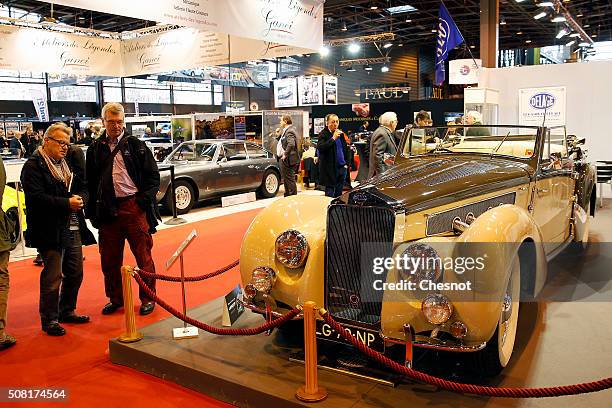 Delage D8-120 which belonged to the Aga Khan is displayed during the Retromobile show on February 03, 2016 in Paris, France. The fair takes place...