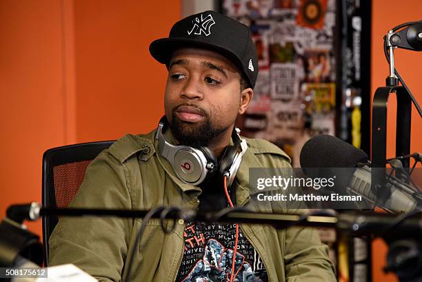 Stephen Tyson visits 'Sway in the Morning' with Sway Calloway on Eminem's Shade 45 at SiriusXM Studios on February 3, 2016 in New York City.