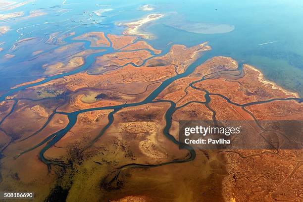 aerial view of lagoons near venice, veneto, italy, europe - 威納托省 個照片及圖片檔