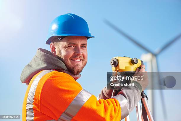 windfarm power engineer - geodesy stock pictures, royalty-free photos & images