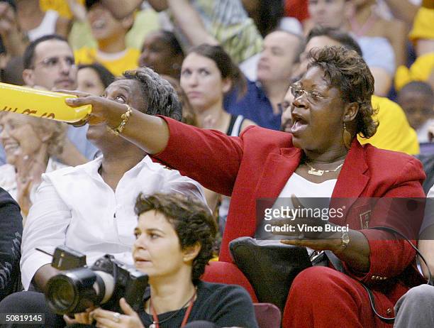 Lucille Harrison, the mother of Shaquille O'Neal, attends the playoff game between the San Antonio Spurs and the Los Angeles Lakers on May 9, 2004 at...
