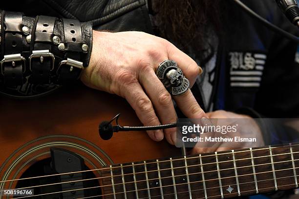 Zakk Wylde, ring detail, performs live at the SiriusXM Studios on February 3, 2016 in New York City.