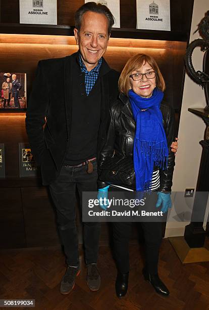 Richard E. Grant and Joan Washington attend the launch of "The Night Before BAFTA" by Charles Finch at Maison Assouline on February 3, 2016 in...