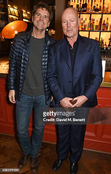 Barnaby Thompson and Simon Oakes attend the launch of "The Night Before BAFTA" by Charles Finch at Maison Assouline on February 3, 2016 in London,...