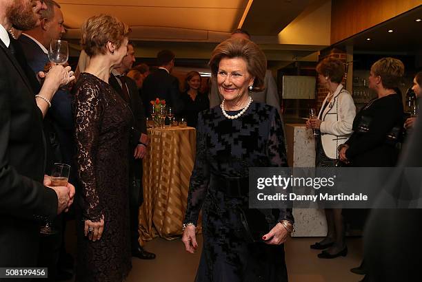 Queen Sonja of Norway Opens Nikolai Astrup: Painting Norway Exhibition at Dulwich Picture Gallery on February 3, 2016 in London, England.