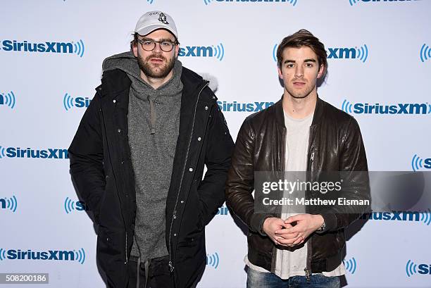 Alex Pall and Andrew Taggart of The Chainsmokers visit the SiriusXM Studios on February 3, 2016 in New York City.