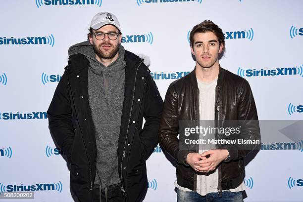 Alex Pall and Andrew Taggart of The Chainsmokers visit the SiriusXM Studios on February 3, 2016 in New York City.