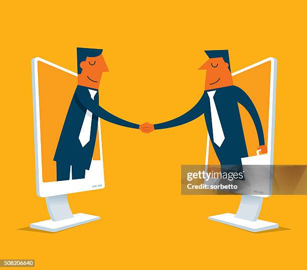 communication - virtual handshake stock illustrations