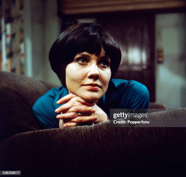 British actress Caroline Mortimer pictured in a scene from the television drama series 'Armchair Theatre - The Gong Game' in 1965.