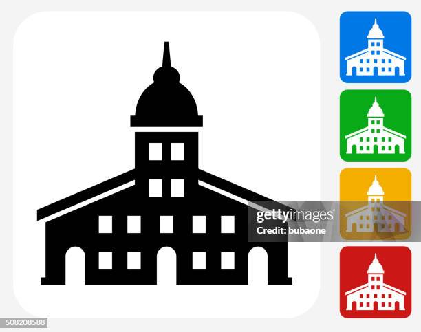 station icon flat graphic design - city hall stock illustrations