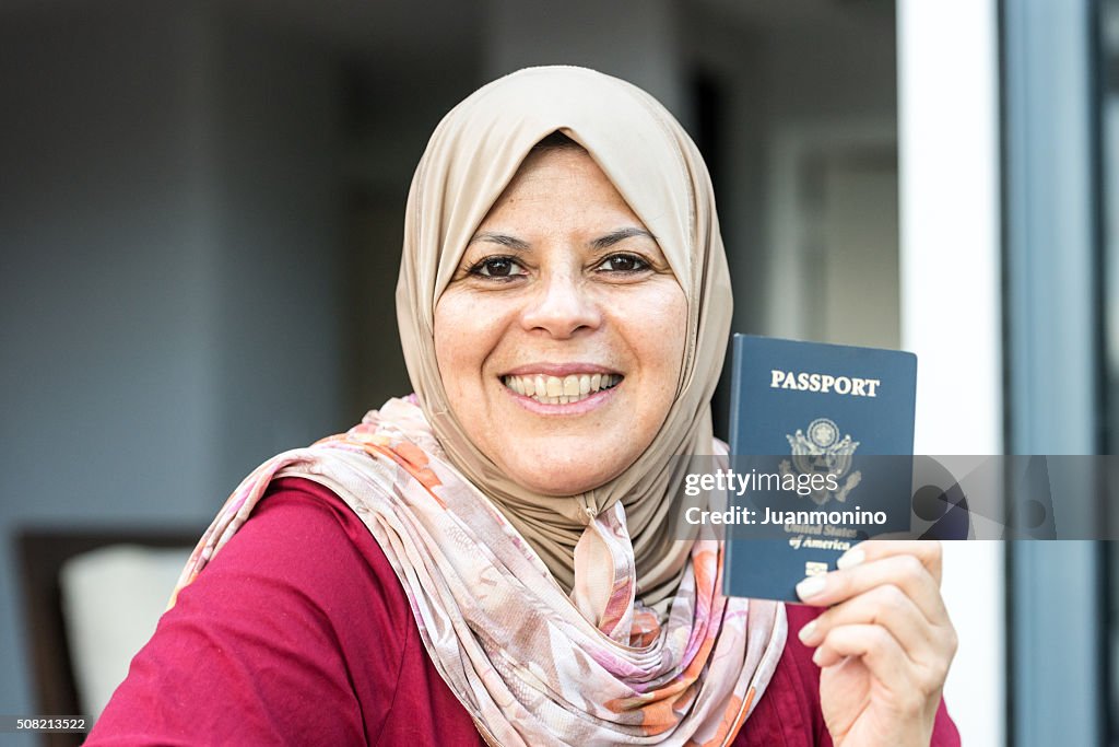 Smiling middle eastern woman