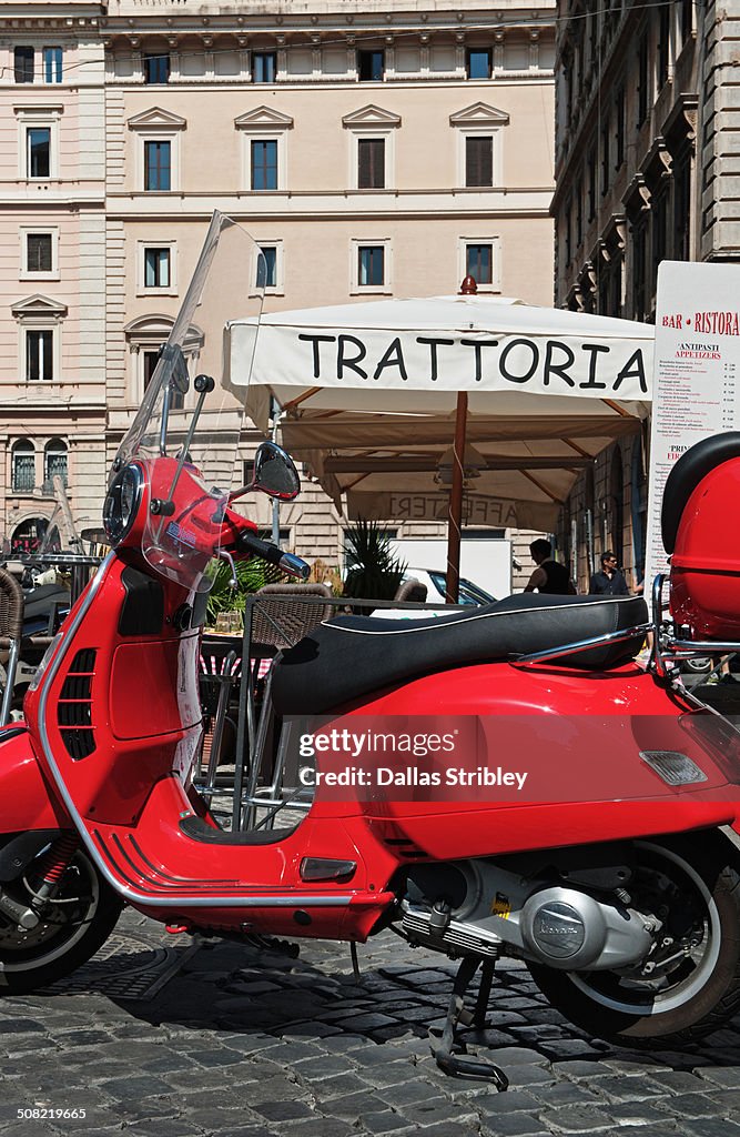 Motorcycle, and Italian restaurant, Rome, Italy