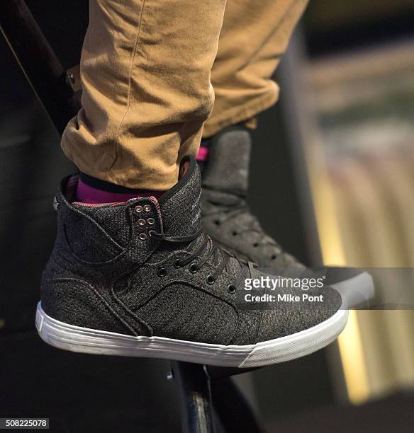 Designer David Bromstad, shoe detail, attends the AOL Build Speaker Series at AOL Studios In New York on February 3, 2016 in New York City.