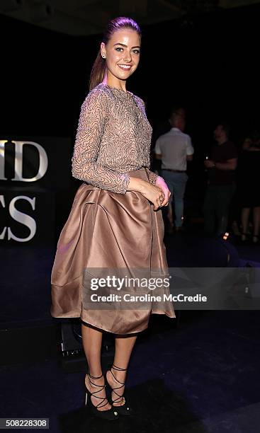 April Rose Pengilly poses at the David Jones Autumn/Winter 2016 Fashion Launch at David Jones Elizabeth Street Store on February 3, 2016 in Sydney,...