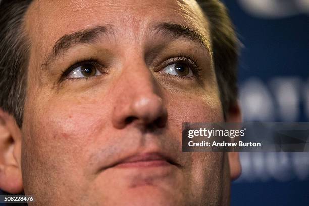 Republican presidential hopeful Sen. Ted Cruz speaks at a press conference before holding a campaign event at The Village Trestle restaurant on...