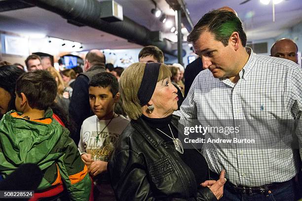 Republican presidential hopeful Sen. Ted Cruz meets with attendees after speaking at a campaign event at The Village Trestle restaurant on February...