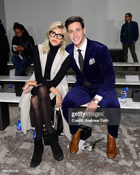 Devon Windsor and Doctor Mike are seen front row during Ovadia & Sons New York Fashion Week Men's Fall/Winter 2016 at Skylight at Clarkson Sq on...