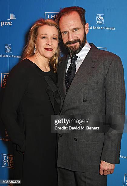 Cast members Linda Emond and Ralph Fiennes attend the press night after party for "The Master Builder" at The Old Vic Theatre on February 3, 2016 in...