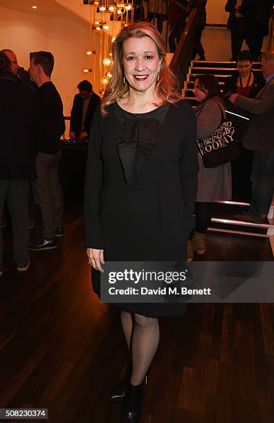 Cast member Linda Emond attends the press night after party for "The Master Builder" at The Old Vic Theatre on February 3, 2016 in London, England.