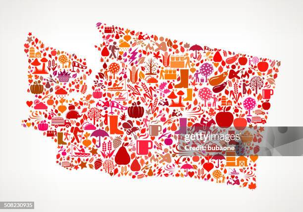 washington on autumn seasonal royalty free vector art pattern - fall leaf border stock illustrations