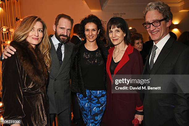 Natascha McElhone, Ralph Fiennes, Indira Varma, Dame Harriet Walter and Guy Paul attend the press night after party for "The Master Builder" at The...