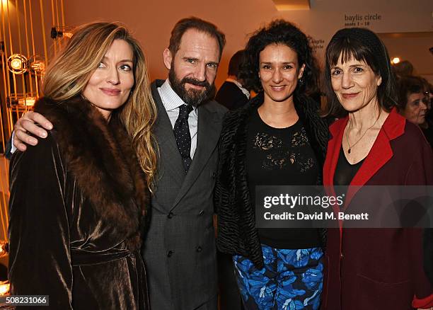 Natascha McElhone, Ralph Fiennes, Indira Varma and Dame Harriet Walter attend the press night after party for "The Master Builder" at The Old Vic...