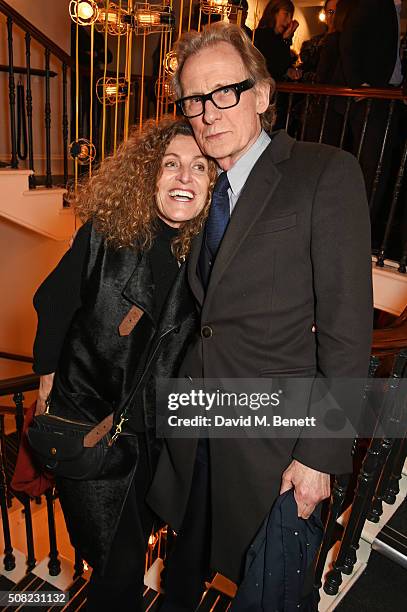 Nicole Farhi and Bill Nighy attend the press night after party for "The Master Builder" at The Old Vic Theatre on February 3, 2016 in London, England.