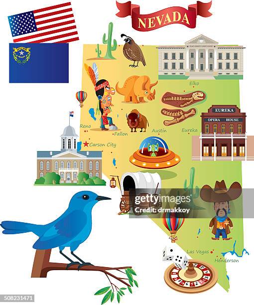 illustrazioni stock, clip art, cartoni animati e icone di tendenza di fumetto mappa del nevada - grande bacino degli stati uniti occidentali
