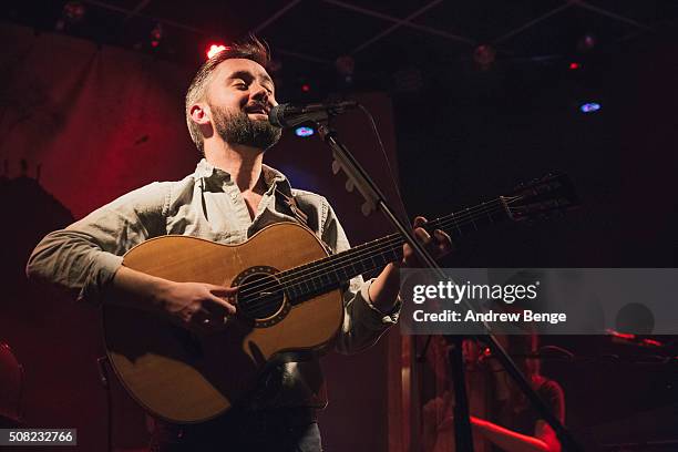 Conor O'Brien of Villagers performs on stage at Brudenell Social Club on February 3, 2016 in Leeds, England.