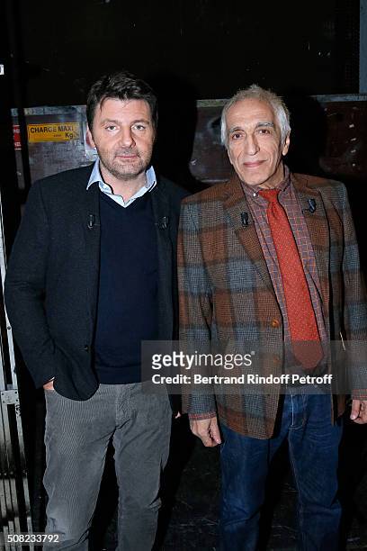 Actors Philippe Lellouche and Gerard Darmon present the Theater Play 'Tout a refaire', performed at Theatre de la Madeleine, during the 'Vivement...