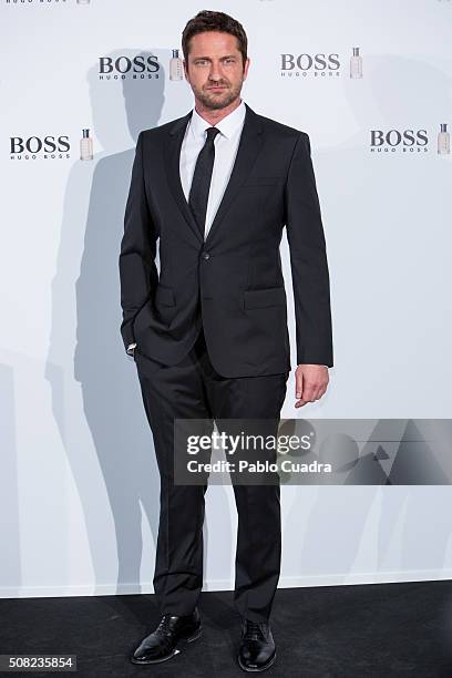 Actor Gerard Butler attends the 'Man of Today' campaign photocall at the Eurobuilding Hotel on February 3, 2016 in Madrid, Spain.