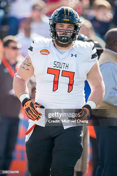 South team's center Evan Boehm with Missouri on January 30, 2016 at Ladd-Peebles Stadium in Mobile, Alabama.