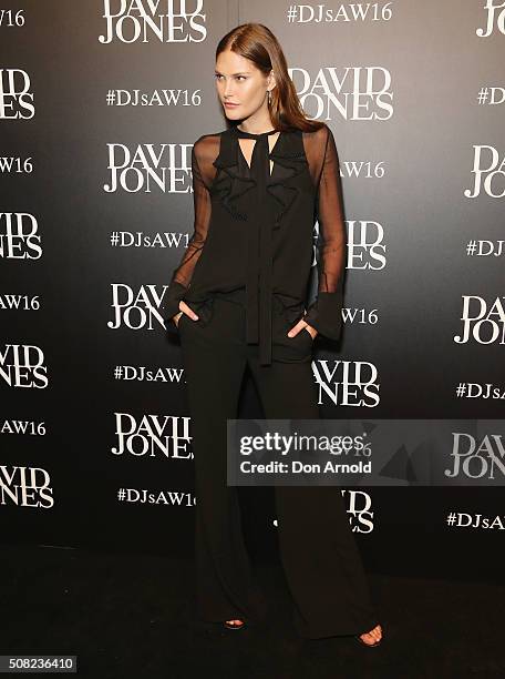 Catherine McNeil arrives ahead of the David Jones Autumn/Winter 2016 Fashion Launch at David Jones Elizabeth Street Store on February 3, 2016 in...