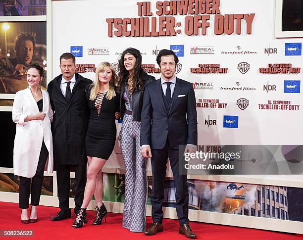 Alyona Konstantinova , Til Schweiger , Luna Schweiger , Berrak Tuzunatac and Fahri Yardim attend the 'Tschiller: Off Duty' German Premiere in Berlin,...