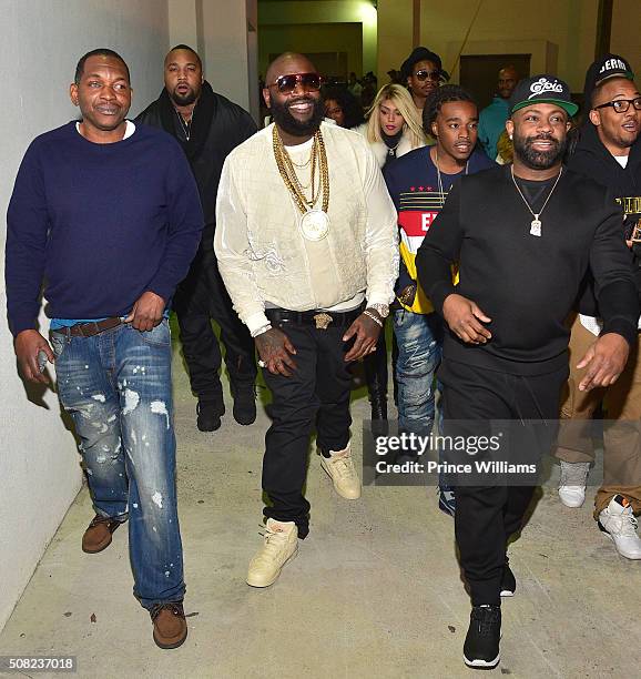 Rick Ross and Breyon Prescott attend Rick Ross Birthday celebration at Compound on January 30, 2016 in Atlanta, Georgia.