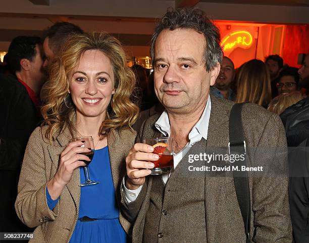 Clodagh McKenna and Mark Hix attend the press night after party for "The Master Builder" at The Old Vic Theatre on February 3, 2016 in London,...