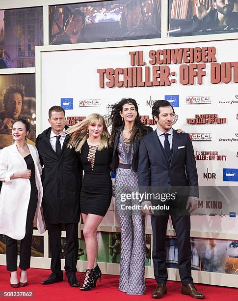Alyona Konstantinova , Til Schweiger , Luna Schweiger , Berrak Tuzunatac and Fahri Yardim attend the 'Tschiller: Off Duty' German Premiere in Berlin,...