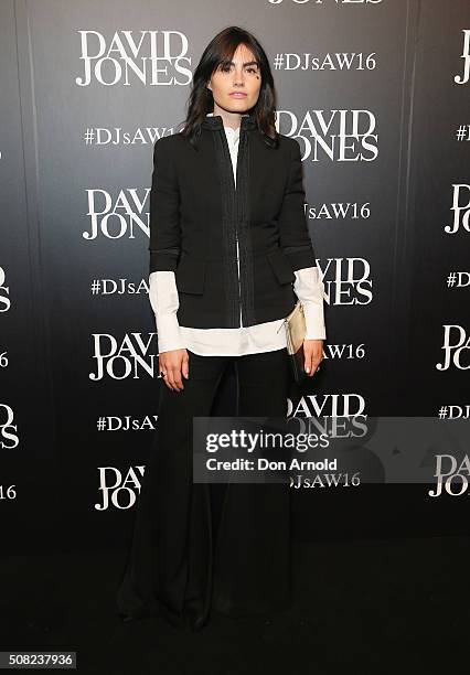 Isabella Manfredi arrives ahead of the David Jones Autumn/Winter 2016 Fashion Launch at David Jones Elizabeth Street Store on February 3, 2016 in...