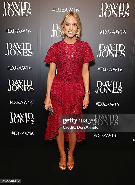 Rebecca Valance arrives ahead of the David Jones Autumn/Winter 2016 Fashion Launch at David Jones Elizabeth Street Store on February 3, 2016 in...