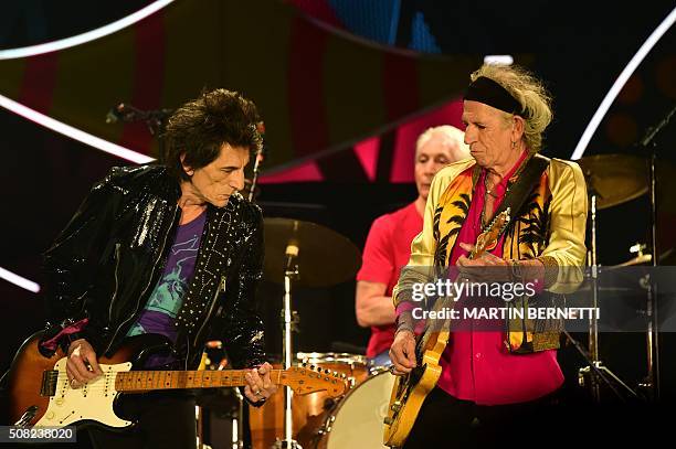 The English rock band Rolling Stones kick off their "America Latina Ole 2016" tour at the National Stadium in Santiago, on February 3, 2016. / AFP /...