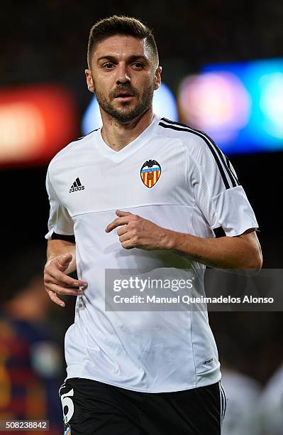 Guilherme Siqueira of Valencia looks on during the Copa del Rey Semi Final, first leg match between FC Barcelona and Valencia CF at Nou Camp on...